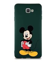 Samsung Galaxy J7 Prime 2 Soft Premier Kapak Mickey Mouse-E Tasarımlı Silikon Kılıf - Yeşil (Şeffaf)