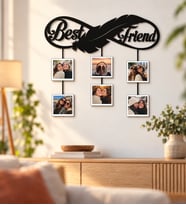 Arkadaşa Özel Kişiselleştirilebilir Best Friends Yazılı 6 Fotoğraflı Ahşap Tablo (Karışık)
