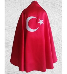 29 Ekim Özel Türk Bayraklı Kırmızı Gösteri Pelerini