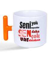 Seni Yok Sayacaklar Baskılı Kadınlar Günü Turuncu Kulplu T Kupa