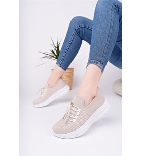 KADIN BEJ BAĞLI HAFİF TABAN ANATOMİK TRİKO SNEAKER AYAKKABI