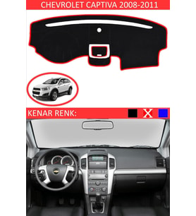 Chevrolet Captiva 2008-2011 Için Uygun Torpido Koruma Halısı Siyah Kenar Renk Kırmızı