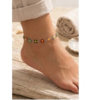 Kadın Çiçekli Papatya Çelik Halhal Boho Tarz Renkli Halhal Flora Touch Serisi