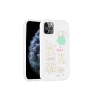 Apple iPhone 11 Pro Max Uyumlu Kılıf Kabartma Figürlü Parlak Zore Toys Silikon Kapak (Beyaz)