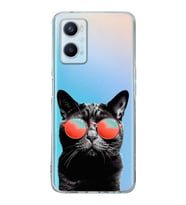 PrintiFy Oppo A96 4G ile Uyumlu Kedi 3 Kamera Korumalı Şeffaf Kılıf