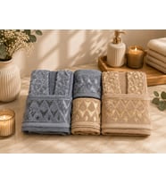 Royam Cotton Paris Jakarlı Pamuklu 6 Parça Aile Bornoz Seti (Gri)