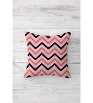 Zigzag Geometrik Çift Tarafı Baskılı Gizli Fermuarlı Yastık Kılıfı Kırlent Koltuk Yastık Kılıfı (Lacivert-Pembe)
