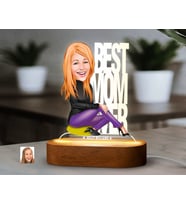BK Gift Kişiye Özel Anne Karikatürlü Dekoratif 3D Biblo LED Işıklı Gece Lambası-1, Anneye Hediye, Anneler Günü Hediyeleri