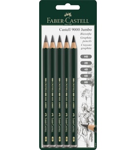 Faber-Castell Castell 9000 119200 Kurşun Kalem, Kauçuk Uçlu, Sertlik Derecesi Hb Jumbo Set Hb, 2B, 4