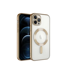 Apple iPhone 12 Pro Max Uyumlu Kılıf Kamera Korumalı M-safe Wireless Şarj Özellikli Zore Demre Kapak (Gold)