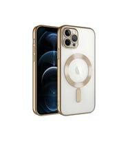 Apple iPhone 12 Pro Max Uyumlu Kılıf Kamera Korumalı M-safe Wireless Şarj Özellikli Zore Demre Kapak (Gold)