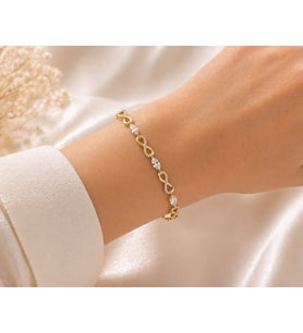 CM Jewelry Zirkon Taşlı Sonsuzluk Bileklik – Gold Şık Kadın Bileklik