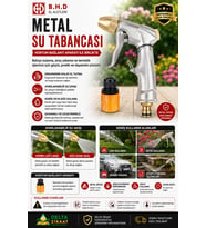 Metal Su Tabancası Hortum Bağlantı Aparatlı Ayarlanabilir Su Püskürtme Tabancası – Bahçe, Çim, ve Araç Yıkama