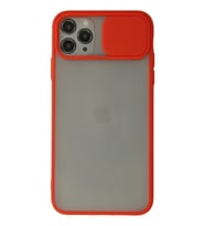 Mey İthalat® iPhone 11 Pro Max Kılıf Palm Buzlu Kamera Sürgülü Silikon - Kırmızı