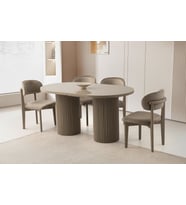 Açılır Oval Picasso H.G Yemek Masası Takımı Nergis Sandalye Cappicino 1 Masa 4 Sandalye )