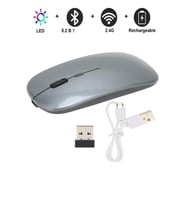 Casper VIA S40 10.4" Tablet İçin Uyumlu RGB LED Işıklı Bluetooth+2.4Ghz Kablosuz Şarjlı Mouse (Gri)