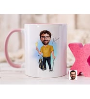 Bk Gift Kişiye Özel Golf Oyuncusu Karikatürlü Pembe Kupa Bardak-4, Sevgiliye Hediye, Arkadaşa Hediye