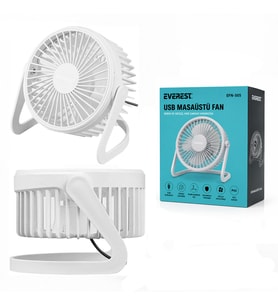USB ŞARJLI - PVC GÖVDE 14.5X14.1CM MASA ÜSTÜ FAN - VANTİLATÖR EFN-505 (5343)