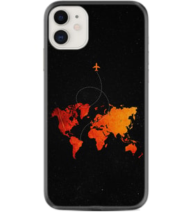 Apple iPhone 11 12 13 Mini Kılıf Desemli Silikon İz Bırakan Uçak 1778