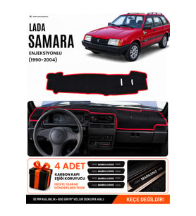 LADA SAMARA ENJEKSİYONLU (1990-2004) Uyumlu Torpido Örtüsü Torpido Kılıfı - Siyah Kırmızı