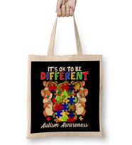 It s OK To Be Different Autism Awareness Bunnies Bez Çanta Uzun Saplı