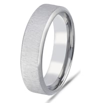 6mm Köşeli Fırçalanmış Mat Düz Unisex Çelik Alyans Yüzük (Beyaz) cl47