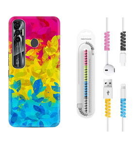 Tecno Spark 6 6 Go 8C 8 Pro 7 7 Pro Kılıf Kablo Koruma Spiral Silikon Yapraklar 1634
