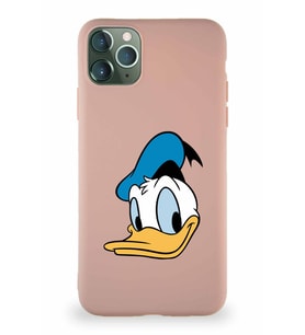Apple iPhone 11 Pro Max Soft Premier Kapak Donald Duck-B Tasarımlı Silikon Kılıf - Pudra (Şeffaf)