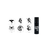Kral Aslan Spray Tattoo Geçici Siyah Sprey Dövme Seti