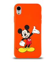 Apple iPhone XR Uyumlu Lansman Kılıf Mickey Mouse Tasarımlı Altı Kapalı İçi Kadife Kaplı  Kapak (Şeffaf)