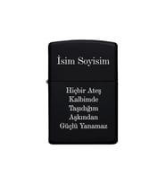 Kişiye Özel İsimli Benzinli Siyah Metal Çakmak