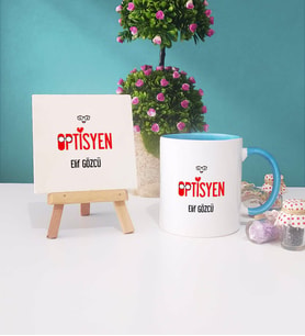 Optisyen Kupa Bardak Mavi Dekoratif Taş Baskı