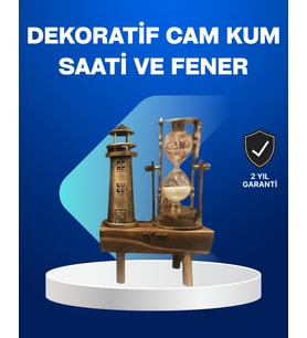 Deniz Feneri Tasarımlı Ahşap Kum Saati – Retro Masa Aksesuarı