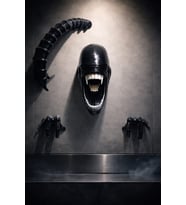 3 Boyutlu Xenomorph Alien Duvar Heykeli Seti Büyük Boy 4 Parça Gerçekçi Duvar Heykeli