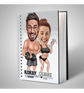 Sporcu Çiftler Karikatürlü Sevgili Defteri