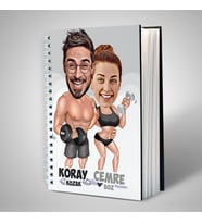 Sporcu Çiftler Karikatürlü Sevgili Defteri