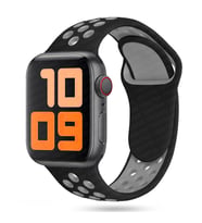 Apple Watch 10/11 42mm-38/40/41mm Kordon Delikli Spor Kordon 2/3/4/5/6/se/7/8/9 (Siyah-Gri)