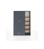 Arges Dolap 6 Raflı 4 Kapaklı Tek Askılı 132x30x195 Antrasit-Antrasit/Çam