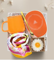 Isıtıcı Kupalı Kadına Hediye Seti (Turuncu)