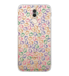 Huawei Mate 10 Lite  Kamera korumalı Kapak Hello Kitty Tasarımlı  Şeffaf Kılıf