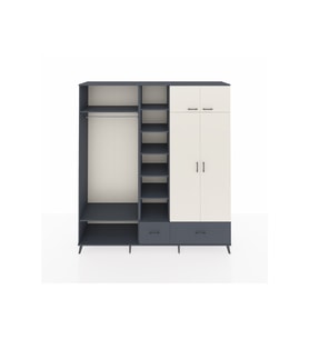 Hyperion Dolap 12 Raflı 2 Çekmeceli 2 Askılı 220x44x243 Antrasit-Aytaşı/Antrasit