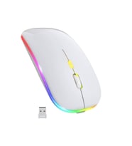Plentiful Rgb Işıklı Şarjlı Kablosuz 2.4G+Bluetooth Mouse Sessiz Beyaz