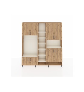 Arges Dolap 18 Raflı 8 Kapaklı Tek Askılı 220x30x243 Çam-Çam/Aytaşı