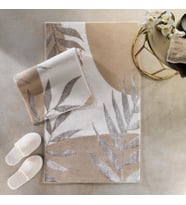 Home Floral 2 Li Pamuk Floş Banyo Paspası-Bej