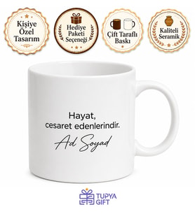 Modern Yazı Tipli Kupa Bardak Özel Tasarım Baskılı Kupa Hediye
