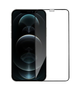 iPhone 12 / 12 Pro Uyumlu Toz Filtreli HD Temperli Cam Ekran Koruyucu (Siyah)