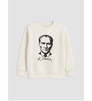 LCW Kids Beyaz Atatürk Baskılı Erkek Çocuk Sweatshirt