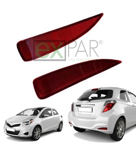 YARİS ARKA TAMPON REFLEKTÖRÜ SAĞ + SOL TARAF TAKIM 2012 - 2014 MODEL YARİS KEDİ GÖZÜ