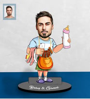 Kişiye Özel Babalar Günü Baba Karikatürlü Ahşap Biblo Model-4