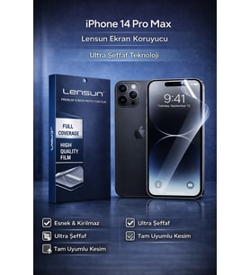 Lensun iPhone 14 Pro Max Ultra Şeffaf Esnek Ekran Koruyucu Film